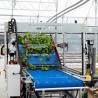 Harvester on fixed station for aquaponics/microgreens