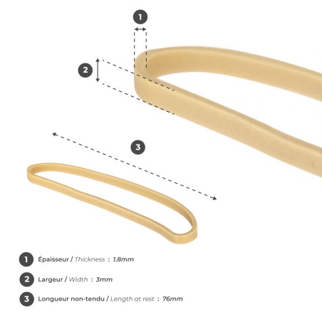 Elastiques récolte caoutchouc 76x3mm sable (poireau/carotte/navet)