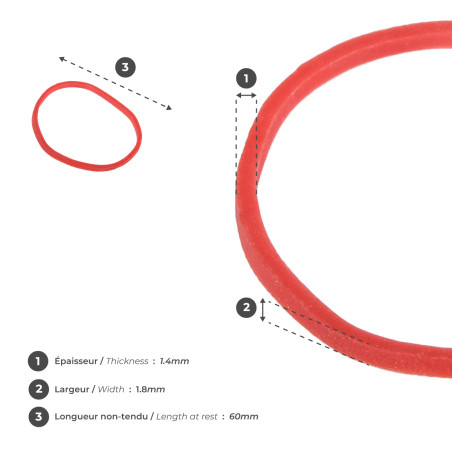 Elastiques récolte caoutchouc 60x1,8mm rouge (radis/oignon/épinard)