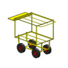 Welded balance door option for above-ground strawberry harvesting trolley.