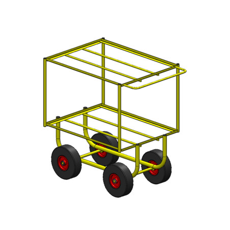 Double-deck strawberry harvesting trolley, 2 trays