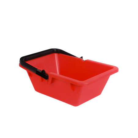 Red plastic agricultural basket 16L, black plastic lockable handle