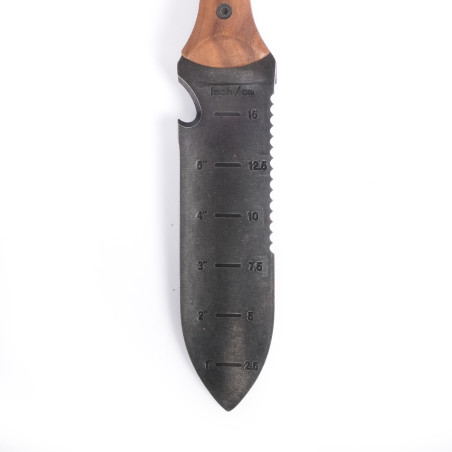 Hori Hori knife with wooden handle and leather sheath