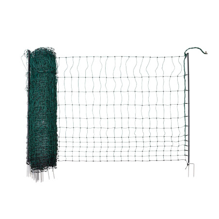 Electric fence netting, double pointed stake 122cm x 50m, green