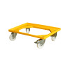 Yellow rolling base for 60x40cm crates, 4 swivel wheels, 2 brakes.