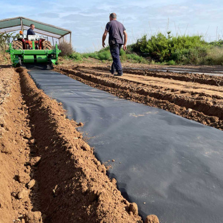 Paillage en papier naturel biodégradable avec coté noir - rouleau de 300m